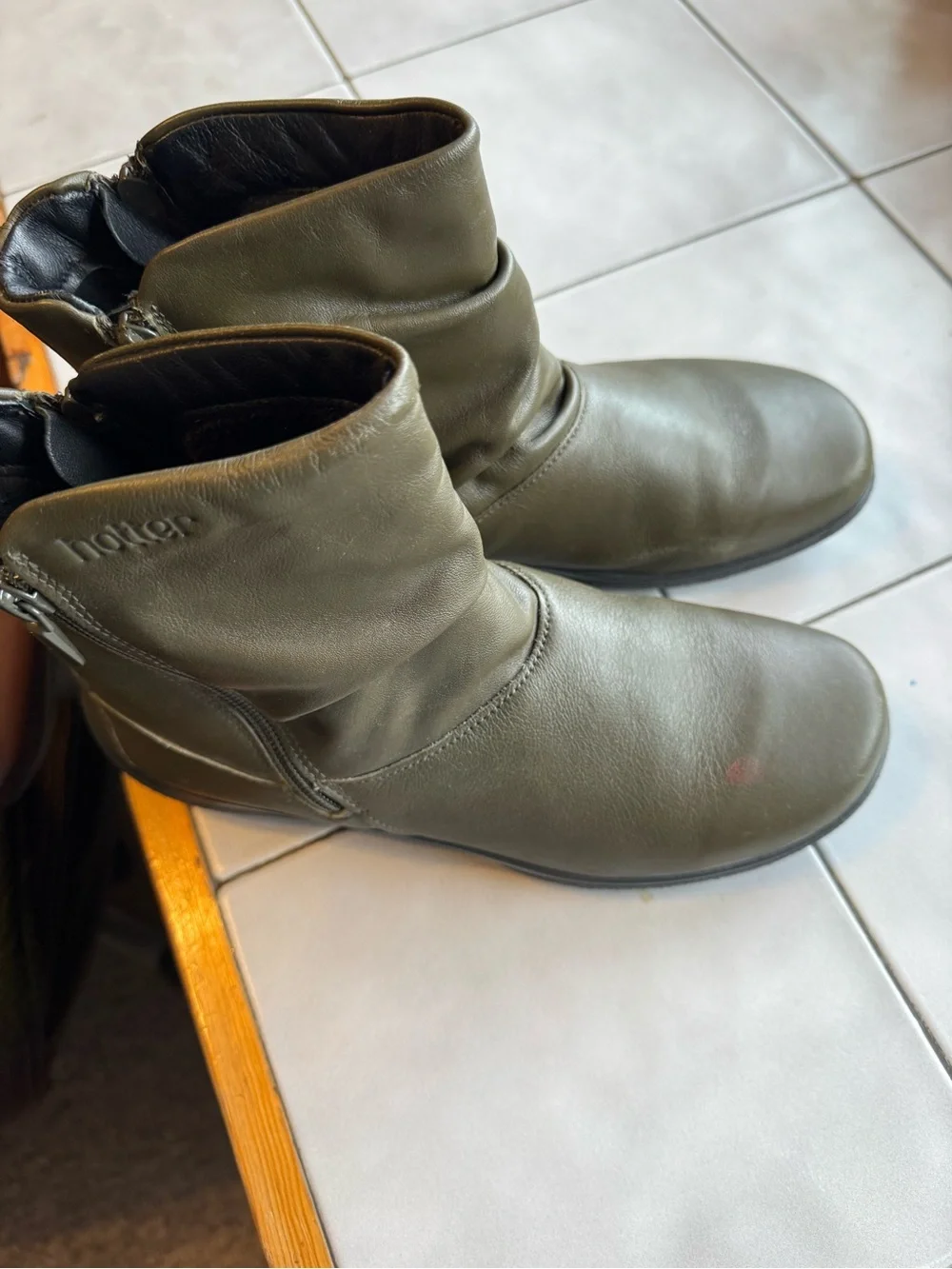 hotter Olive Green Women's Ankle Boots - Side Zip Booties